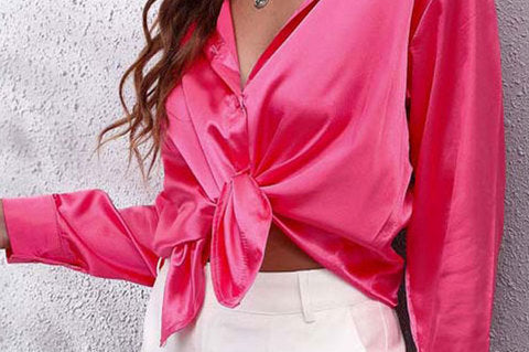 Shirt | Button-Down Satin Top | Elegant Versatile Blouse 9