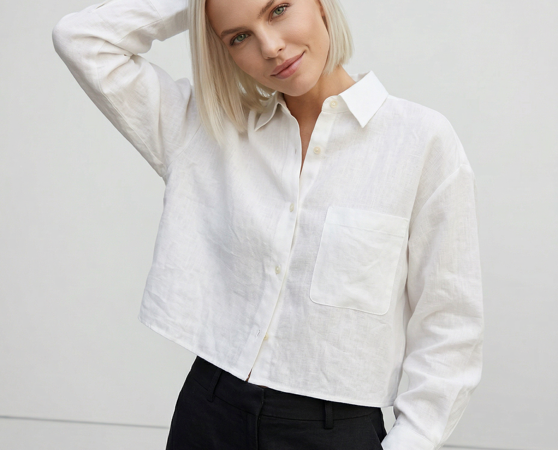 Shirt | Cropped Oversized Long Sleeve | Breathable Soft Linen 4