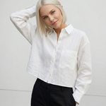 Shirt | Cropped Oversized Long Sleeve | Breathable Soft Linen 4