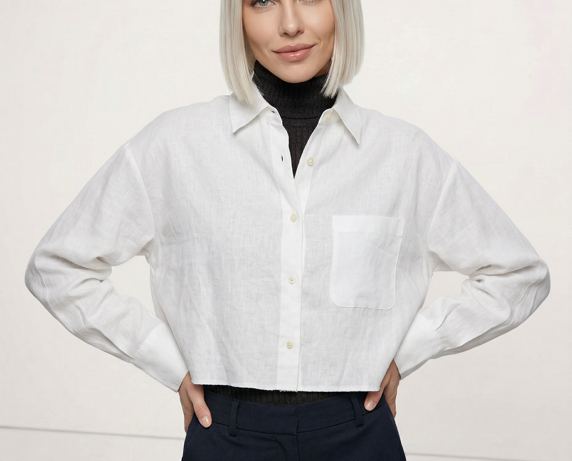 Shirt | Cropped Oversized Long Sleeve | Breathable Soft Linen 5