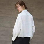 Shirt | Cropped Oversized Long Sleeve | Breathable Soft Linen 8