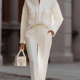 Shirt & Pants Set | Elegant Oversized Two-Piece Outfit with Stand Collar 0