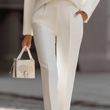 Shirt & Pants Set | Elegant Oversized Two-Piece Outfit with Stand Collar 4