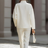 Shirt & Pants Set | Elegant Oversized Two-Piece Outfit with Stand Collar 5
