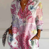 Shirt | V-Neck Printed Button-Down Top | Elegant Comfortable 0