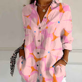 Shirt | V-Neck Printed Button-Down Top | Elegant Comfortable 1