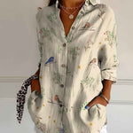 Shirt | V-Neck Printed Button-Down Top | Elegant Comfortable 4