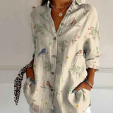 Shirt | V-Neck Printed Button-Down Top | Elegant Comfortable 4