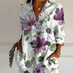 Shirt | V-Neck Printed Button-Down Top | Elegant Comfortable 7