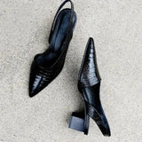 Slingback Pumps | Elegant Pointed-Toe Mid-Heel Footwear | Comfortable Black Pumps for Women 3