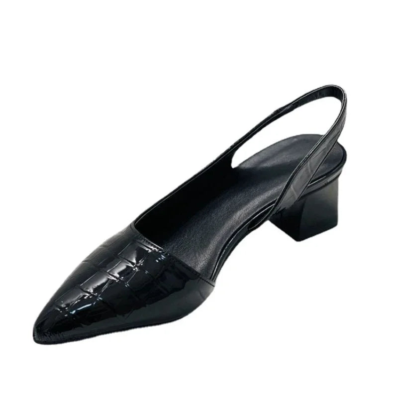 Slingback Pumps | Elegant Pointed-Toe Mid-Heel Footwear | Comfortable Black Pumps for Women 4