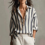 Striped Long Sleeve Button Down Shirt | Classic Relaxed Fit 0