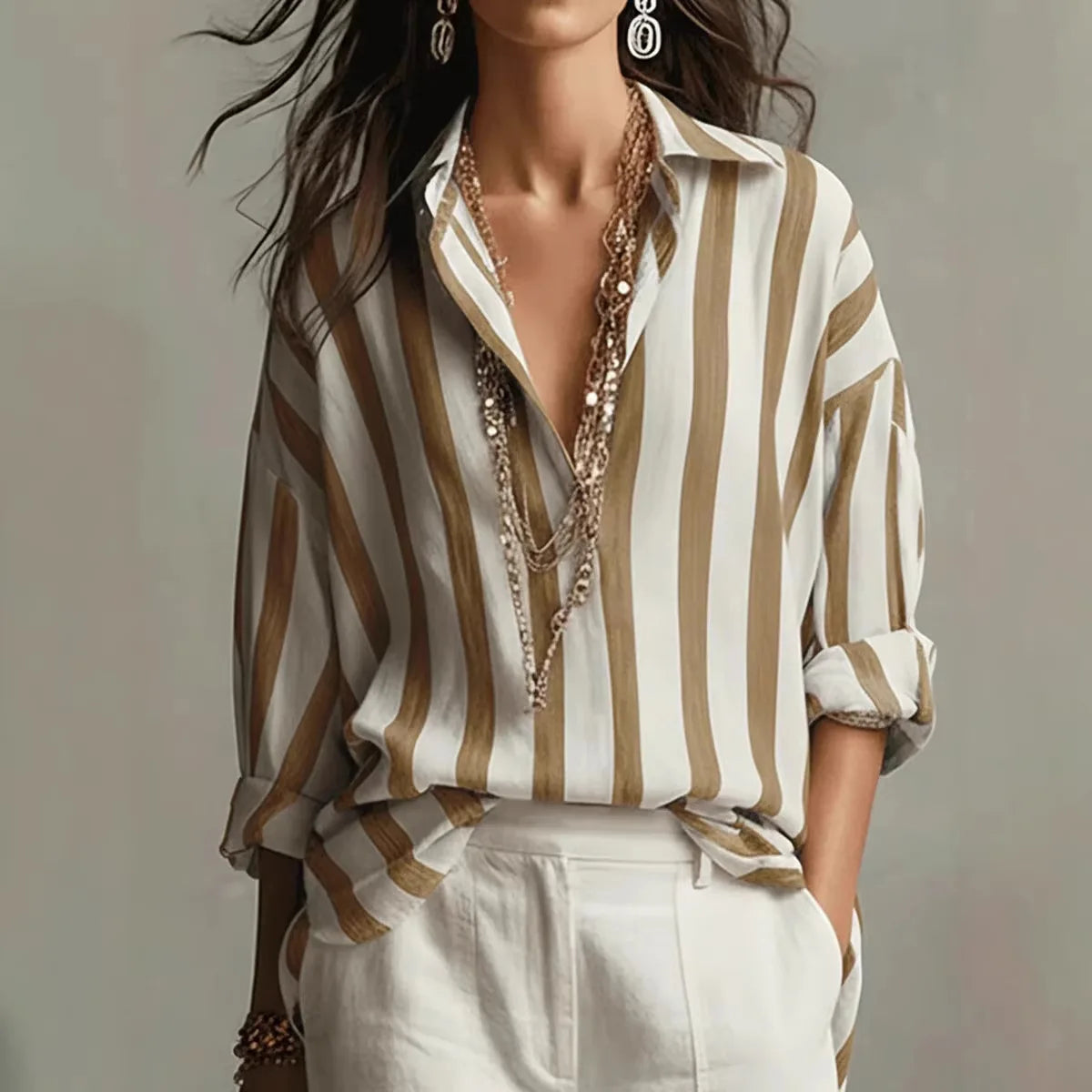 Striped Long Sleeve Button Down Shirt | Classic Relaxed Fit 1