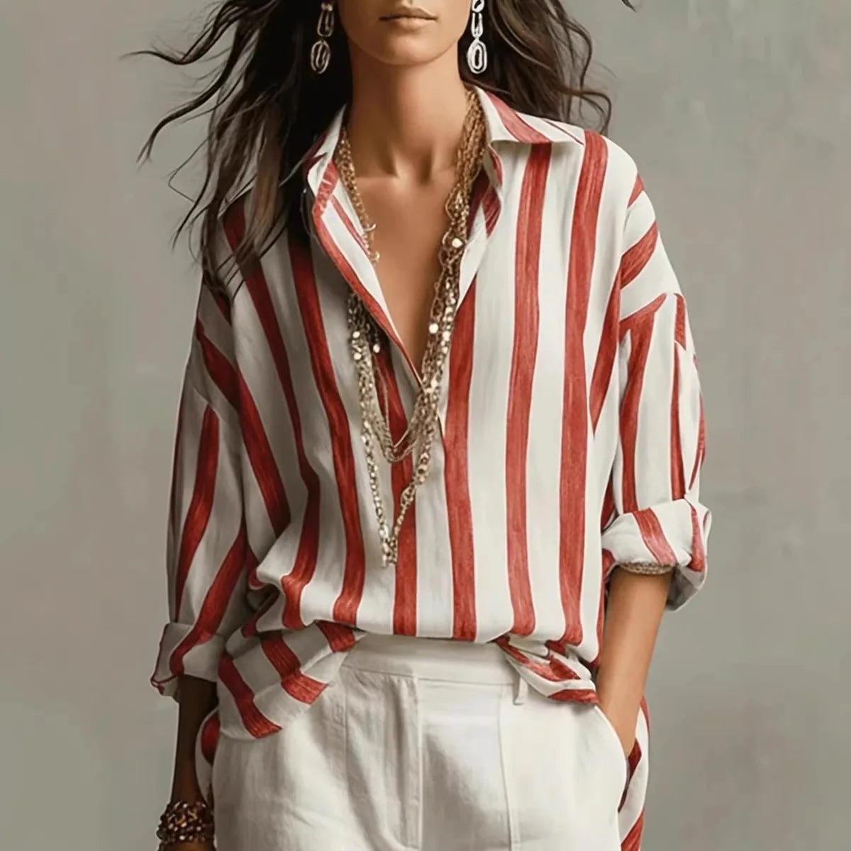 Striped Long Sleeve Button Down Shirt | Classic Relaxed Fit 2
