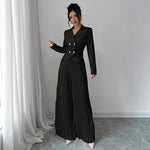Suit Set | Double Breasted Blazer and Pleated Wide Leg Pants 0