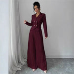 Suit Set | Double Breasted Blazer and Pleated Wide Leg Pants 1