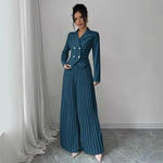 Suit Set | Double Breasted Blazer and Pleated Wide Leg Pants 2
