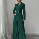 Suit Set | Double Breasted Blazer and Pleated Wide Leg Pants 3