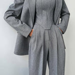 Suit | Herringbone Three-Piece Set | Elegant Structured Design for Professional Attire 2