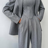 Suit | Herringbone Three-Piece Set | Elegant Structured Design for Professional Attire 2