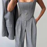 Suit | Herringbone Three-Piece Set | Elegant Structured Design for Professional Attire 3