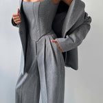 Suit | Herringbone Three-Piece Set | Elegant Structured Design for Professional Attire 5