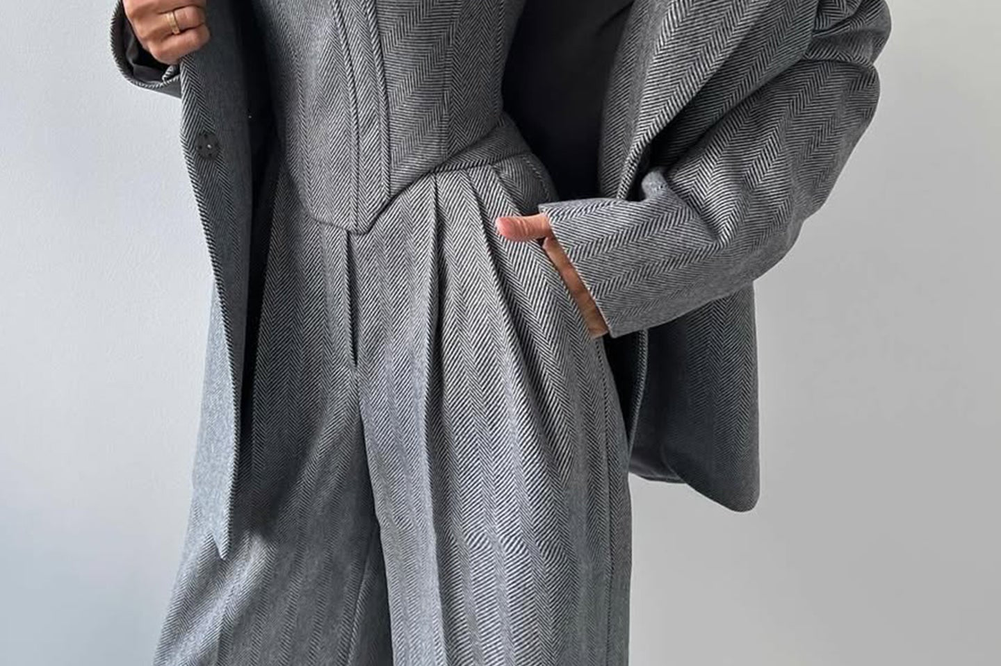Suit | Herringbone Three-Piece Set | Elegant Structured Design for Professional Attire 5