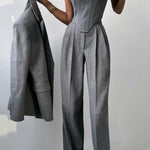 Suit | Herringbone Three-Piece Set | Elegant Structured Design for Professional Attire 7