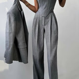 Suit | Herringbone Three-Piece Set | Elegant Structured Design for Professional Attire 7