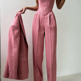 Suit | Herringbone Three-Piece Set | Elegant Structured Design for Professional Attire 8
