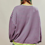 Sweatshirt | Oversized Striped Contrast-Trim Casual Top | Bold Comfortable 1