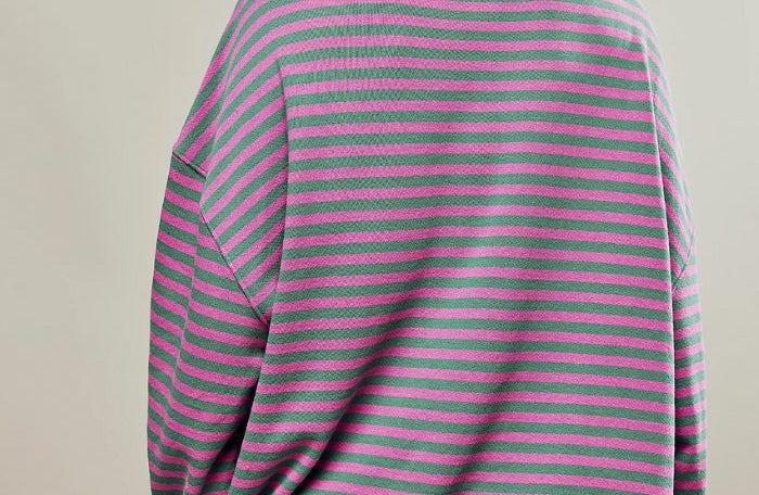 Sweatshirt | Oversized Striped Contrast-Trim Casual Top | Bold Comfortable 1