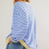 Sweatshirt | Oversized Striped Contrast-Trim Casual Top | Bold Comfortable 3