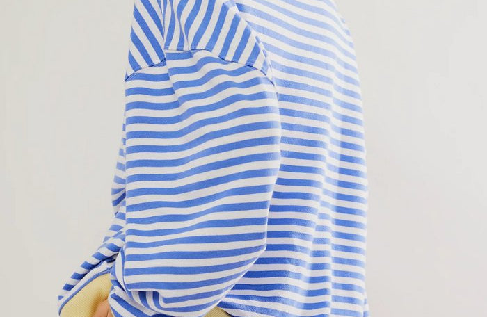 Sweatshirt | Oversized Striped Contrast-Trim Casual Top | Bold Comfortable 3