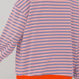 Sweatshirt | Oversized Striped Contrast-Trim Casual Top | Bold Comfortable 5