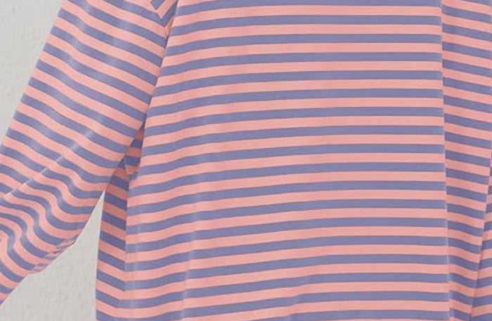 Sweatshirt | Oversized Striped Contrast-Trim Casual Top | Bold Comfortable 5