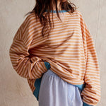 Sweatshirt | Oversized Striped Contrast-Trim Casual Top | Bold Comfortable 6