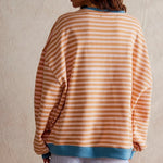 Sweatshirt | Oversized Striped Contrast-Trim Casual Top | Bold Comfortable 7