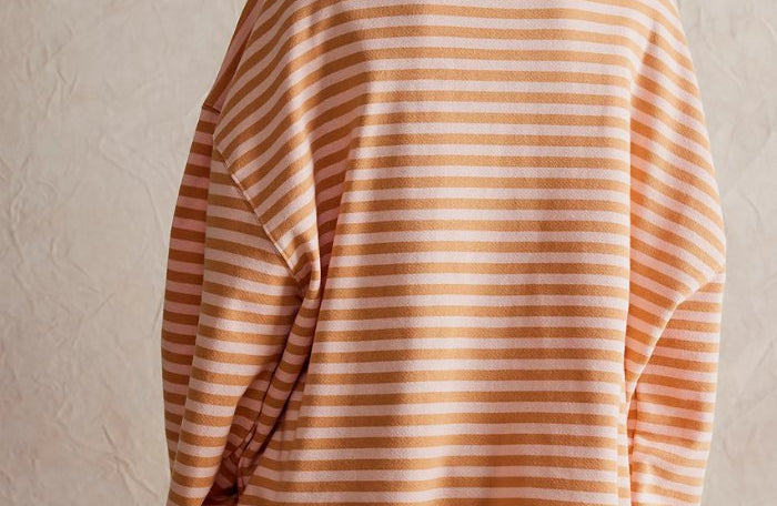 Sweatshirt | Oversized Striped Contrast-Trim Casual Top | Bold Comfortable 7