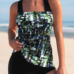 Swimwear | Abstract Print Tankini Set | Comfortable Two-Piece Design | Versatile and Supportive 0