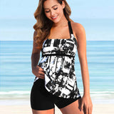 Swimwear | Abstract Print Tankini Set | Comfortable Two-Piece Design | Versatile and Supportive 8