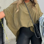 T-Shirt | Stud-Detail Oversized Boyfriend Top | Edgy Comfortable 11