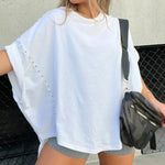 T-Shirt | Stud-Detail Oversized Boyfriend Top | Edgy Comfortable 6