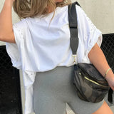 T-Shirt | Stud-Detail Oversized Boyfriend Top | Edgy Comfortable 7