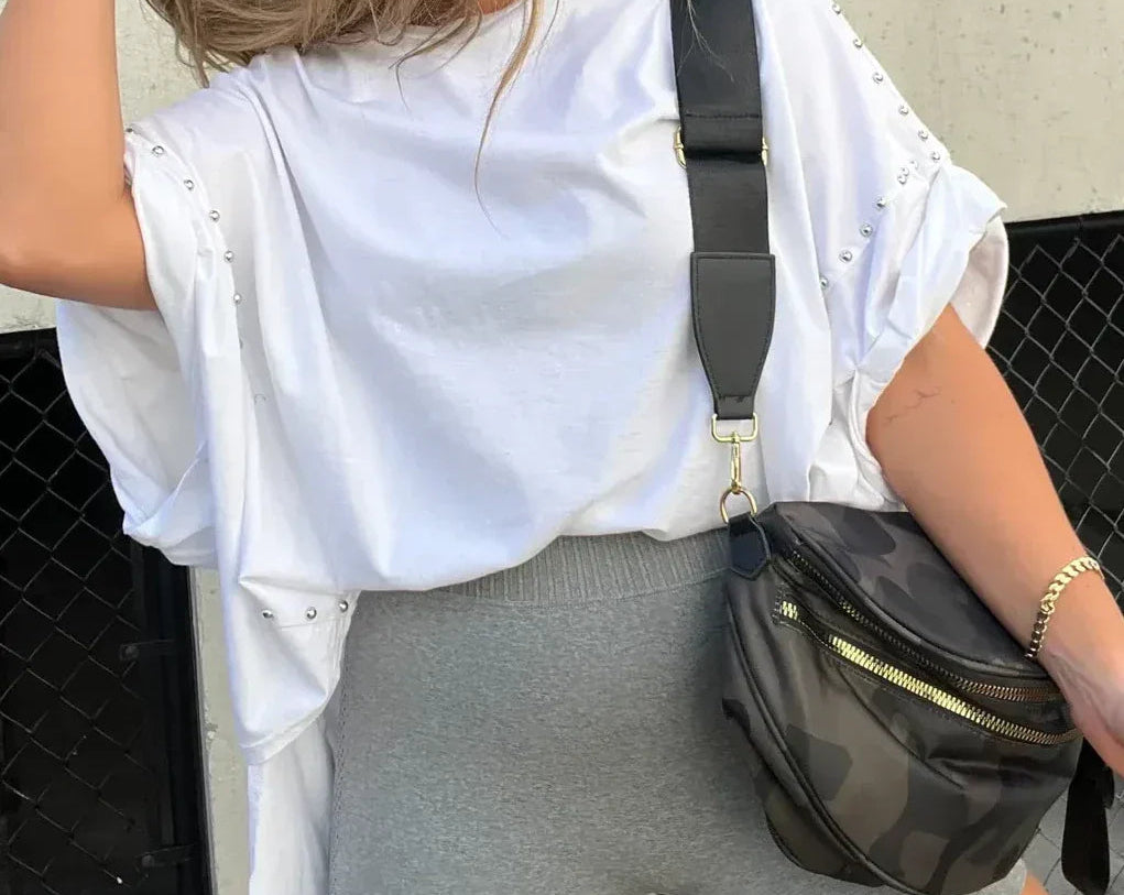 T-Shirt | Stud-Detail Oversized Boyfriend Top | Edgy Comfortable 7
