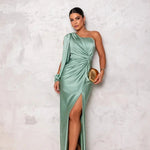 One-Shoulder Draped Maxi Dress side