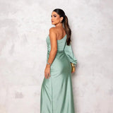 One-Shoulder Draped Maxi Dress back