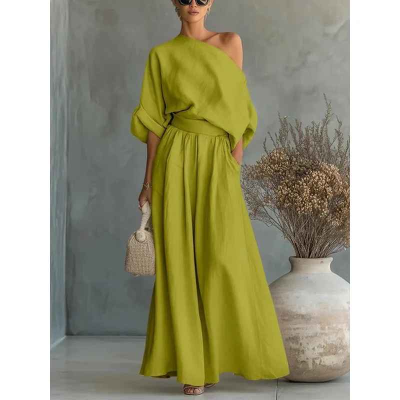 Thessaly | Women's Two Piece Set with Off Shoulder Design | Effortless Style for Warm Days 6