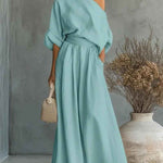 Thessaly | Women's Two Piece Set with Off Shoulder Design | Effortless Style for Warm Days 7