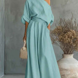 Thessaly | Women's Two Piece Set with Off Shoulder Design | Effortless Style for Warm Days 7